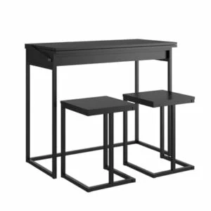 Mesa Plegable Desayunadora + Bancos Bran Negra 1 Mesa Plegable Desayunadora + Bancos Bran Negra