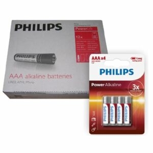 Pack de 12 blister de Pilas alcalinas Philips AAA X 4 unidades