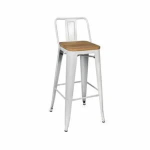 Silla Alta Tolix Blanca C/asiento De Madera